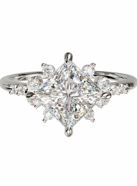 壹钻18K金公主方轻奢婚戒定制