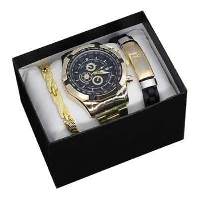 新款手表男款高颜值非机械石英表金色三件套男士手表 wristwatch