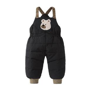 男童冬季羽绒裤2儿童外出保暖背带裤宝宝可爱束脚裤4小童冬装裤子