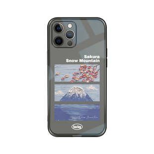 适用苹果15promax透黑手机壳iPhone16pro创意雪山樱花苹果14镜头全包15plus个性12防摔xr透明8软壳xs简约壳11