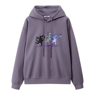 【买一送一】PSYCHOS2026春新品重磅420g棉紫色连帽印花卫衣原创