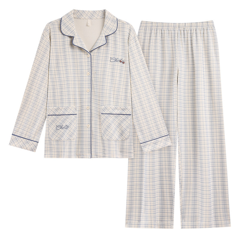 家曼妃睡衣女款春秋季纯棉家居服