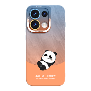 多巴胺熊猫适用opporeno16手机壳橙色reno16pro卡通reno15可爱13镜头全包12防摔软硅胶保护壳系列por专用外壳