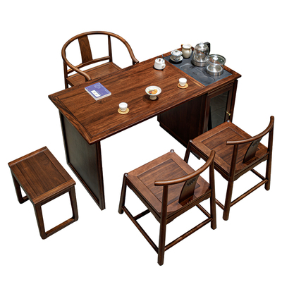 新中式合阳台家用小型乌金木茶桌