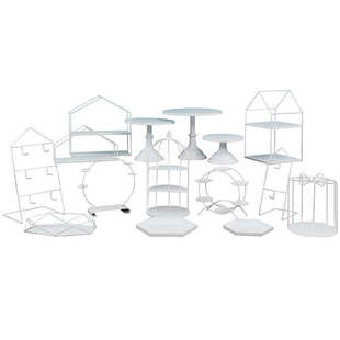 生日装饰甜品台展示架摆件欧式冷餐茶歇摆台白色蛋糕点心托盘架子