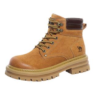 骆驼山丘大黄靴2024新款夏季厚底靴子登山鞋工装靴短靴马丁靴女鞋