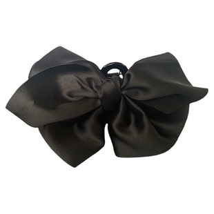 超大蝴蝶结很显头~抓夹女黑色缎面后脑勺法式鲨鱼夹发卡发饰夹子