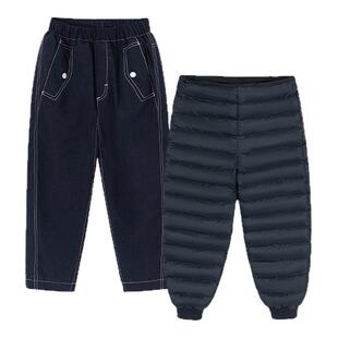 迷你巴拉男女童羽绒裤三防2025冬季新款内胆可脱卸儿童裤子童装潮