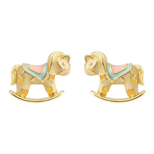 新年款 神马都好~原创珐琅滴釉金色小马驹耳钉 文艺彩绘小众耳夹