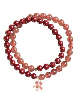 草莓晶手链女朱砂手串多圈