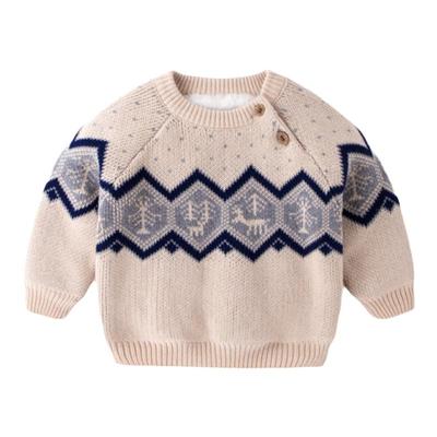 婴儿加绒加厚保暖纯棉毛衣冬季