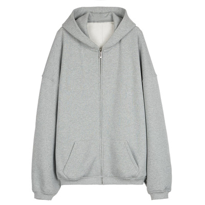 徐大脸吖定制 慵懒全棉加绒休闲运动服女春秋长袖连帽卫衣短外套