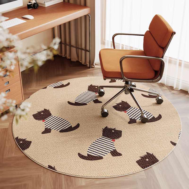 圆形地毯椅子垫书房转椅椅地竞垫学习电电脑水晶椅防滑椅子隔音绒