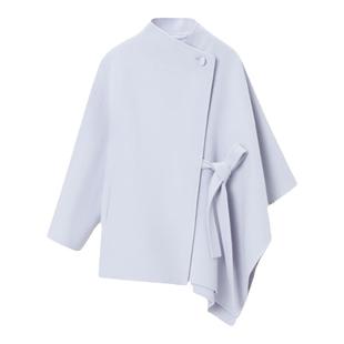 OVV秋冬新款女装贝壳刺绣装饰不对称斗篷羊毛双面呢大衣