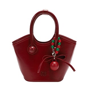 南风Chio2nd 樱桃热恋真皮牛皮手提托特包包女红色婚包单肩斜挎包