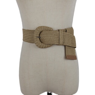 编织松紧腰带女宽草编收腰百搭夏天装饰裙子弹力腰封皮带配饰时尚