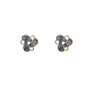 925银针法式雾霾蓝耳环显白复古文艺时尚气质耳钉小众高级感耳饰