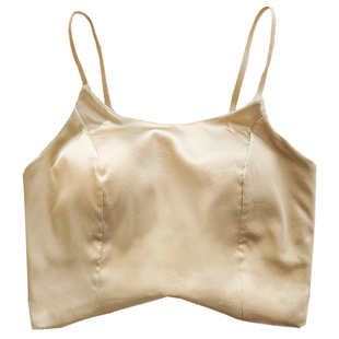 有致双面真丝带胸垫吊带文胸抹胸式防走光美背细肩带桑蚕丝内衣