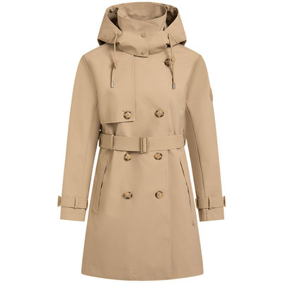 暇步士女装秋季中长款双排扣风衣