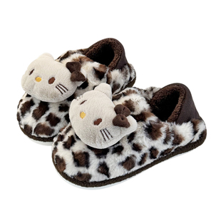 可爱豹纹包跟棉拖鞋女冬季包头加绒保暖居家静音舒适卡通猫咪棉鞋