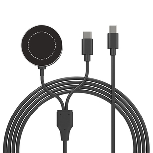 一拖二type c+磁吸手表无线充电器数据线适用三星华为苹果iPhone13手表iwatch手机二合一充电线