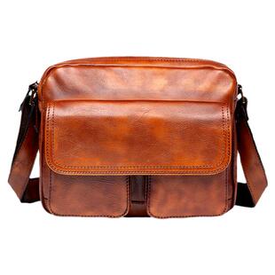 慢时光纯手工擦色头层牛皮单肩包横款男包休闲真皮斜挎包复古潮包