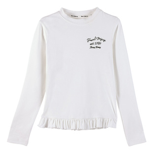 BarryBanny女童长袖T恤春季2026新款中大童打底衫儿童纯白色上衣