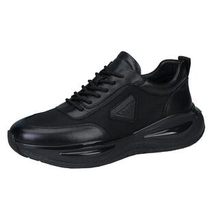 U7男鞋春季2026新款气垫软底增高休闲运动鞋男头层牛皮鞋子男潮鞋