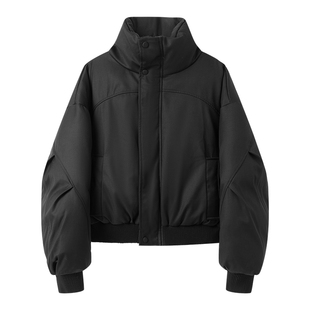 白口阳【不莱梅晚宴】拼接设计短款高填充加厚棉服立领保暖棉衣男