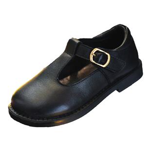 贝然童鞋头层牛皮高端黑色皮鞋英伦女童宝宝鞋软底百搭公主鞋单鞋