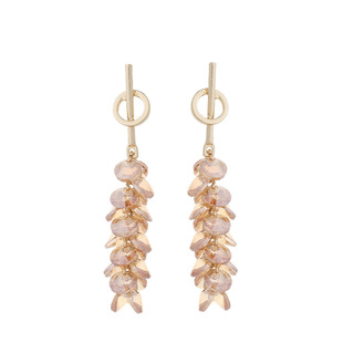 YOUJUclub |仙女下凡 复古透明超仙茶色水晶串珠清新耳环耳夹