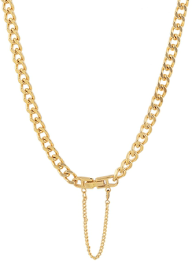 欧美潮酷复古金色粗项链女小众