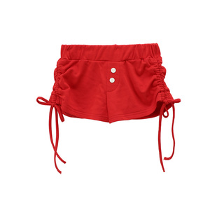 2026夏季新款休闲短裤女高个子抽绳设计褶皱性感紧身包臀卫裤子