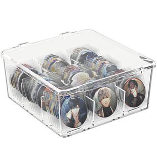 吧唧收纳盒桌面带盖立牌展示动漫周边徽章亚克力透明谷子置物架