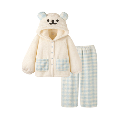 冬季睡衣女珊瑚绒加厚保暖小熊套