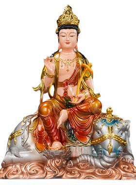 普贤菩萨神像树脂摆件华严三圣佛像佛堂礼佛家用室内仿铜彩工艺