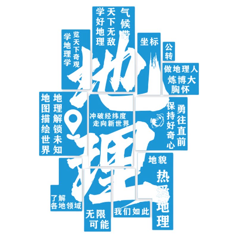 中国地理教研实验室布置装饰培训机构励志标语班级自习文化墙面贴