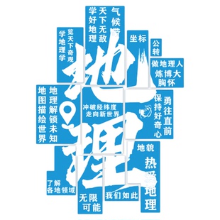 中国地理教研实验室布置装饰培训机构励志标语班级自习文化墙面贴