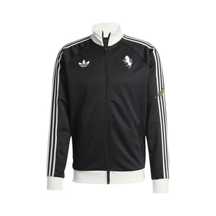 阿迪达斯尤文图斯足球休闲文化外套26春新款男子针织夹克 KB4452