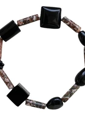 夜白原创天然黑玛瑙串珠手链