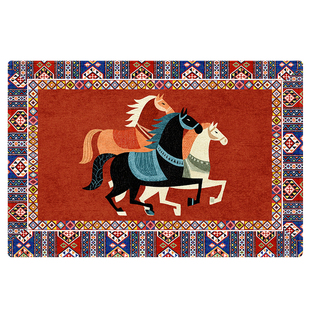 马年红色门垫耐脏进门入户垫防滑玄关客厅门口地毯复古入户门地垫