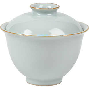 寻心天青色汝窑二才盖碗开片可养小号手抓泡茶碗家用冰裂单个陶瓷