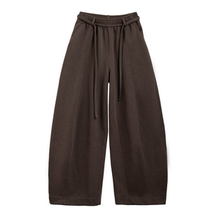 美拉德咖色弯刀裤女2025秋冬高腰垂感宽松慵懒松弛感加绒阔腿裤子