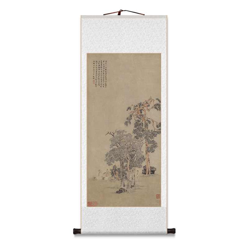 明代名家山水画花鸟卷轴仿古挂画