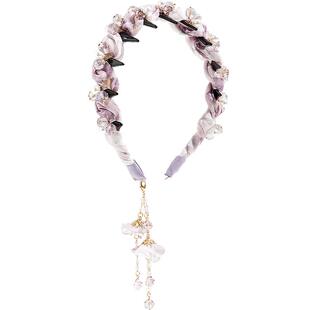 兰诺网纱水晶发箍女款带齿可拆卸流苏2026新款日常外戴高颅顶头箍