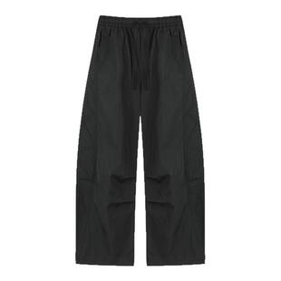 港仔文艺男蓝色休闲裤男春秋季直筒裤子多巴胺宽松男生速干伞兵裤