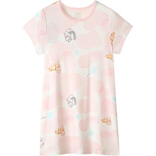 久岁伴儿童睡裙女童短袖夏季小女孩薄款透气水墨画家居服连衣裙