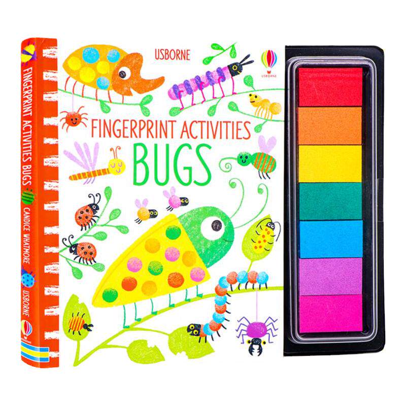 Usborne手指印画活动书 昆虫 Fingerprint Activities Bugs 英文原版绘本 儿童创意绘画DIY 螺旋装帧 低幼儿童艺术启蒙 6岁+