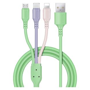 液态软胶数据线三合一快充一拖三充电线器加长适用苹果华为安卓type-c多功能4多头通用车载手机usb5a万能冲软
