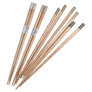 中式栗木筷子家用高档抗菌防霉2025新款木质长筷5双装可进洗碗机